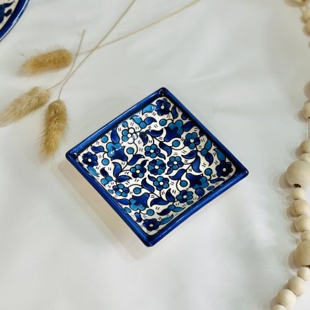 صحن خزف خليلي مربع صغير 