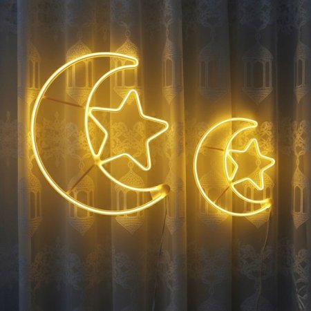 إضاءة LED على شكل هلال ونجمة لزينة رمضان