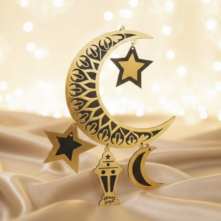 تعليقة هلال ونجمه ذهبي واسود