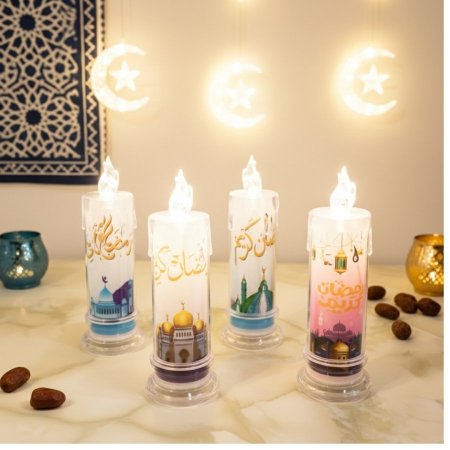شموع LED مزخرفة برسومات وتصميمات رمضانية