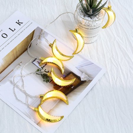 حبل إضاءة LED هلال صغير ذهبي لزينة شهر رمضان