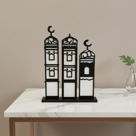 ستاند ديكور أسود على شكل مآذن رمضان