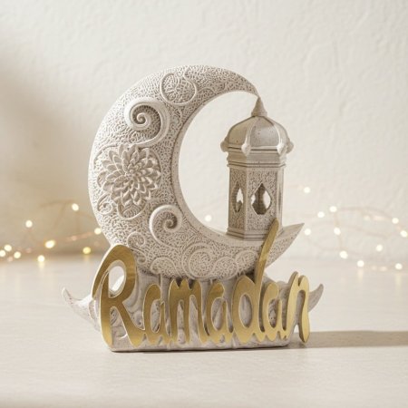 تحفة طاولة على شكل هلال وفانوس رمضان