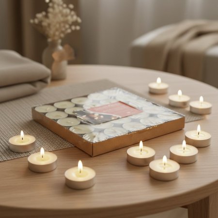 بكيت شموع دائرية صغيرة بيضاء ٥٠ قطعة