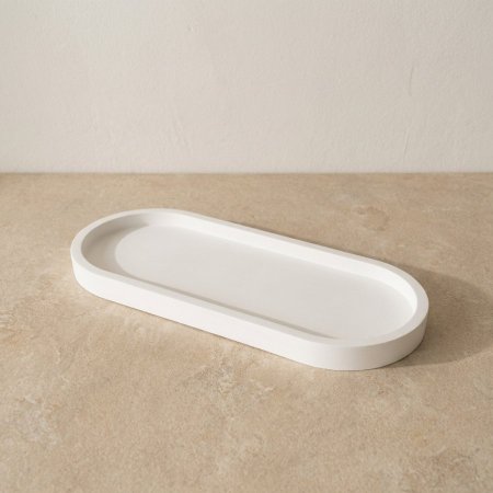 صحن جبصين بيضاوي أبيض