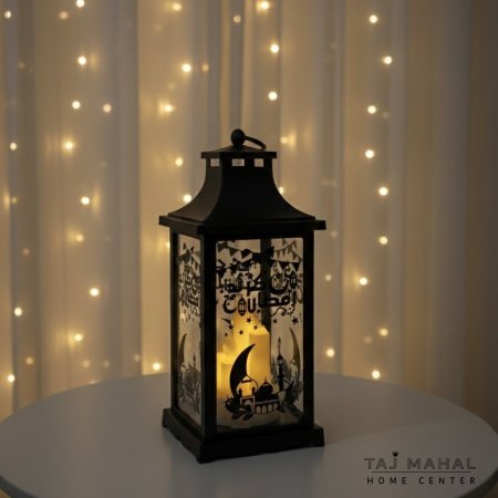 فانوس رمضان الكلاسيكي الأسود المضيء