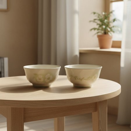 زبدية بورسلان حجم صغير بتصميم زهور خضراء