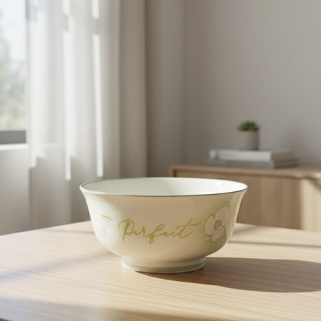 زبدية/وعاء بورسلان حجم كبير بتصميم زهور خضراء