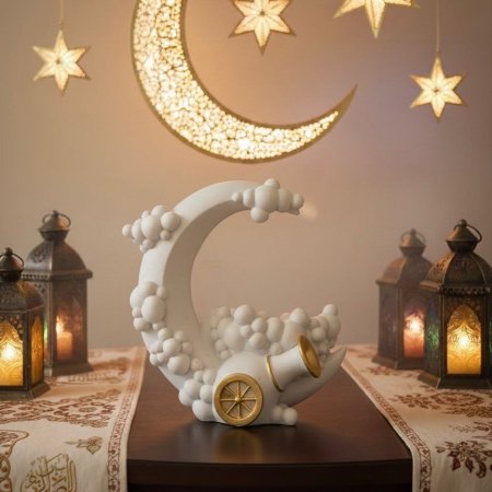 مجسم ديكور رمضاني على شكل الهلال والمدفع