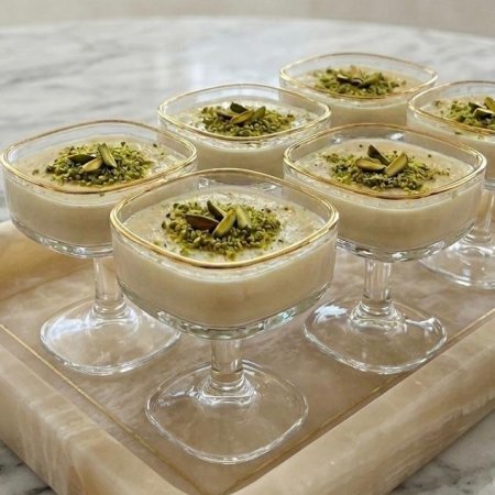 طقم كاسات حلا زجاجي مربع مع اطار ذهبي