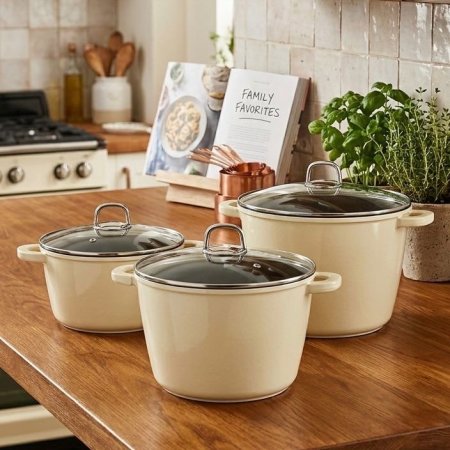 طنجرة عميقة من ماركة King's Crown مع غطاء زجاجي