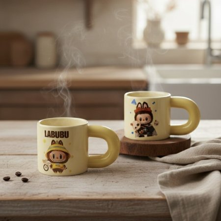 مج سيراميك بتصميم لطيف مع رسومات لابوبو