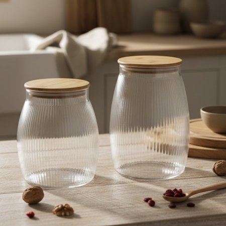 طقم علب تخزين زجاجية