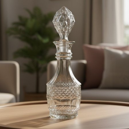 قارورة زجاجية بنقوش ماسية مع سدادة