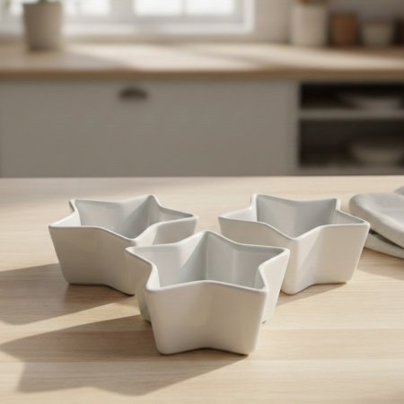 صحون بورسلان ابيض على شكل نجمة 3 قطع