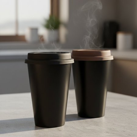 كوب قهوة سيراميك عازل حراريًا مع غطاء سيليكون قطعتين