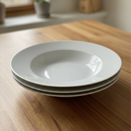 صحن بورسلان ابيض دائري عميق 3 قطع