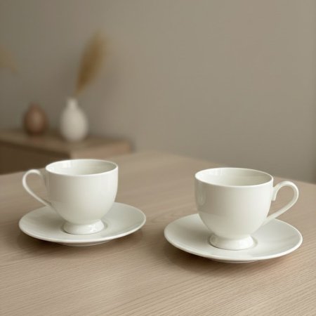 طقم فناجين قهوة او شاي سيراميك ابيض