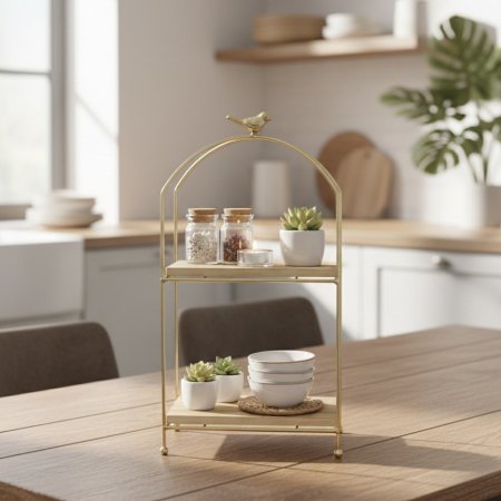 رف خشبي طبقتين ارتفاع 35 سم