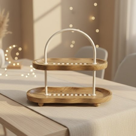 مضيفة خشبية بيضاوية من طبقتين