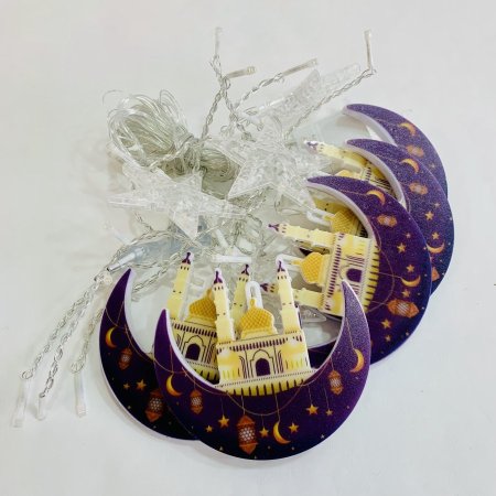 حبل إضاءة LED بتصميم مجسم هلال ومسجد