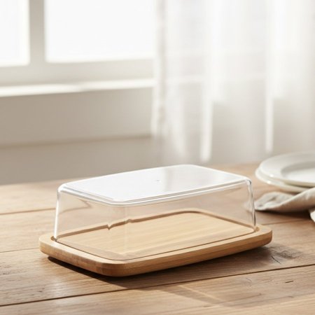 صينية تقديم خشبية بغطاء من الأكريليك الشفاف