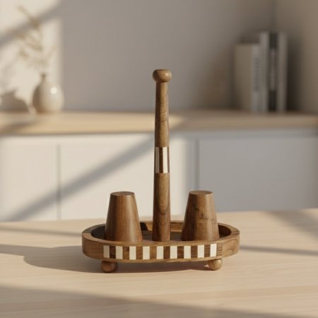 حمالة كاسات خشبية