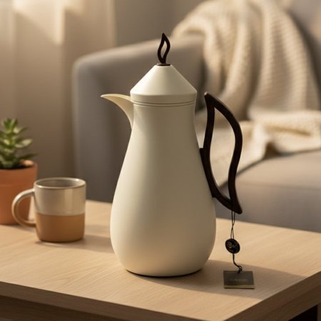 دلة قهوة بتصميم عربي أنيق مع يد خشبية