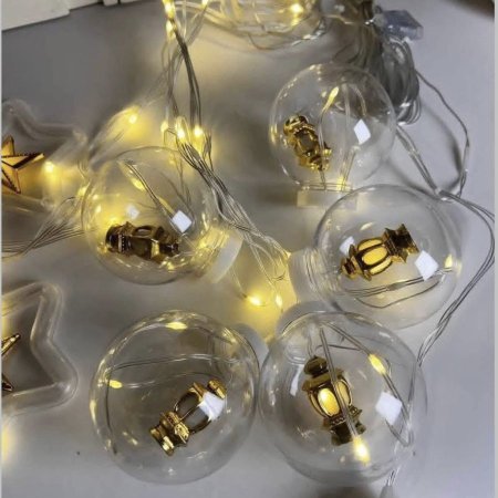 شلال اضاءة LED طابات بداخلها فوانيس رمضان