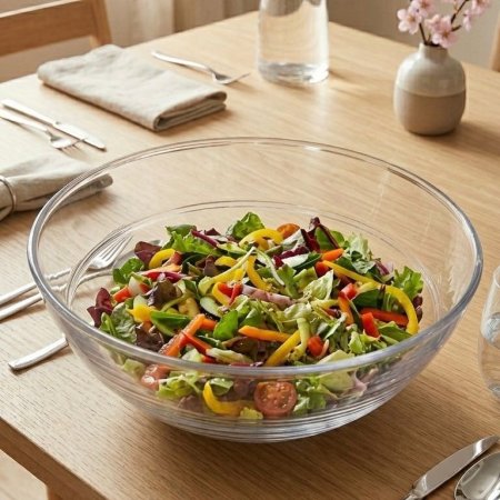 صحن سلطة زجاجي شفاف مجور