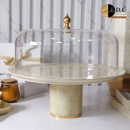 صحن كيك كبير مع غطاء اكريلك قطر 30 سم