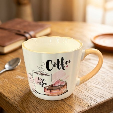 مج سيراميك أبيض  بتصميم Coffee Love