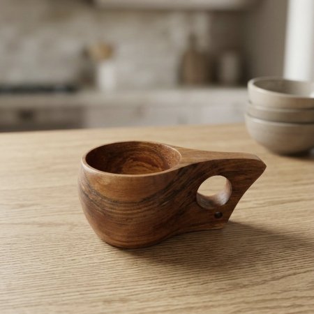 مج خشبي يدوي