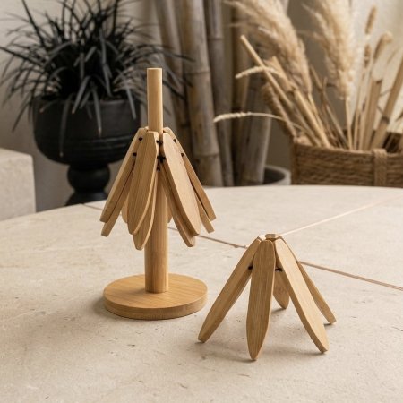 طقم كوسترات / قواعد خشبية عازلة للحرارة على شكل شجرة