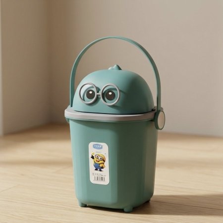 سلة مهملات بلاستيك صغيرة بتصميم كرتوني لطيف