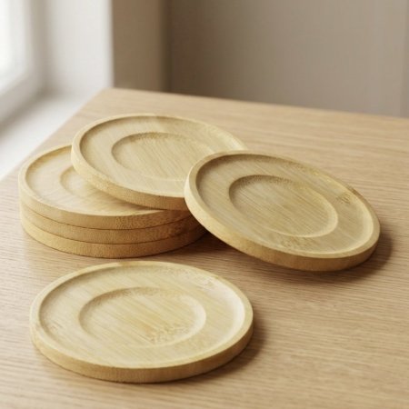 كوستر خشبي دائري ٦ قطع