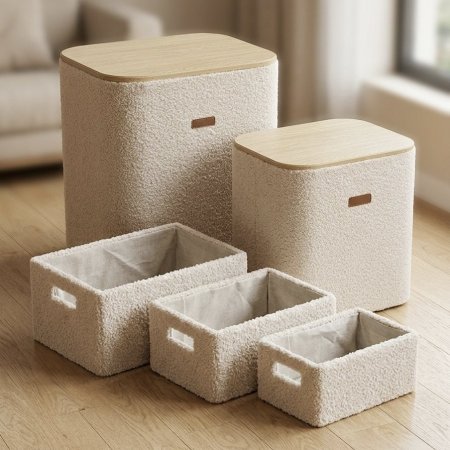 طقم صناديق تنظيم من قماش تيدي 5 قطع