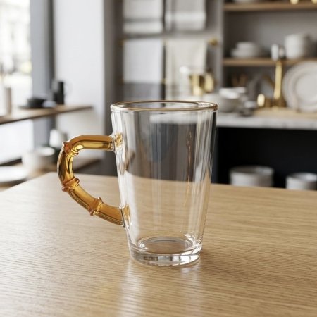 طقم كاسات شاي زجاج بيد عسلي 12 قطعة