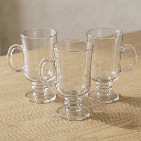 طقم كاسات شاي او قهوة زجاج شفاف ٦ قطع