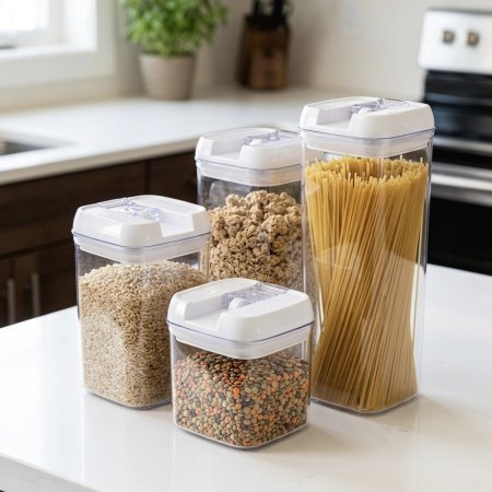 علب تخزين طعام بلاستيك شفاف محكمة الإغلاق