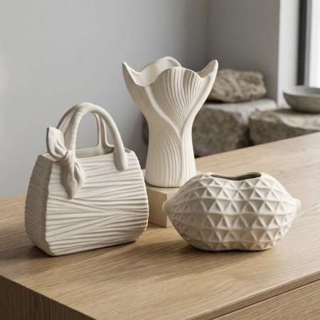 طقم سيراميك ابيض بتصاميم مميزة