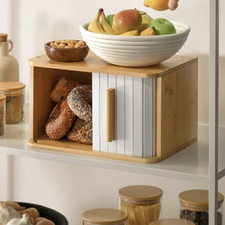 حافظة خبز خشب بامبو قابل للاغلاق
