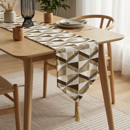 رنر مفرش طاولة بتصميم نمط هندسي