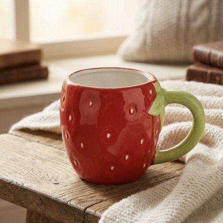 مج سيراميك على شكل فراولة