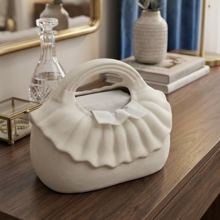 علبة محارم سيراميك على شكل حقيبة يد أنيقة