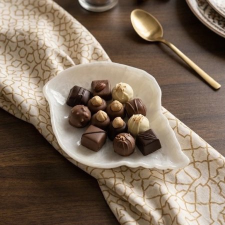 صحن تقديم سيراميك ابيض صغير