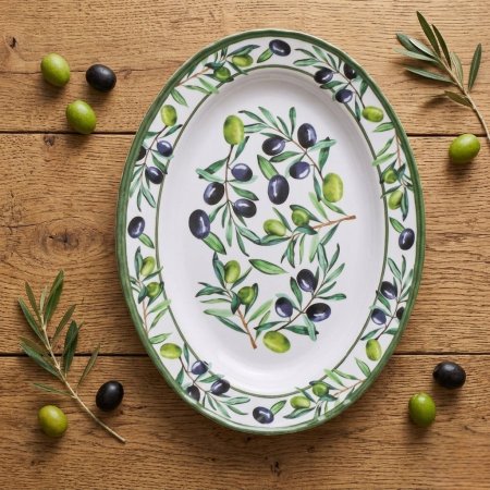 جاط ميلامين بيضوي ابيض نقشة الزيتون 6 قطع