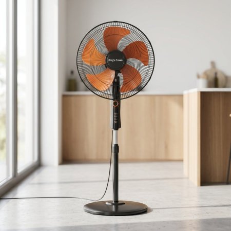 مروحة عمودية بـ 5 ريش بلاستيكية متينة بلون برتقالي من King's Crown