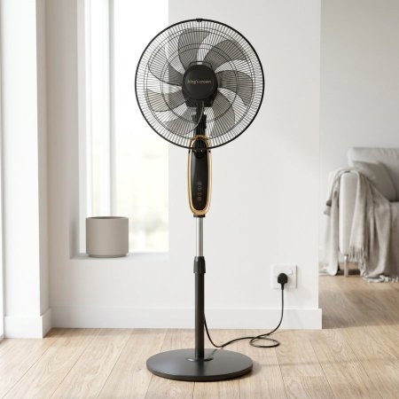 مروحة عمودية بـ 7 ريش بلاستيكية متينة وريموت كنترول من King's Crown