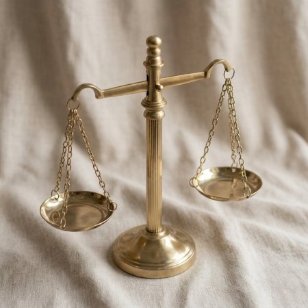 مجسم ميزان العدل النحاسي بتصميم كلاسيكي أنيق